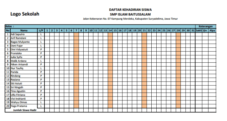 Cara Membuat Buku Absen Kelas Untuk Presensi Siswa